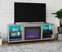 70" Intrepid Light Walnut Deluxe Electric Fireplace Console -Chic Furniture Store 810538245 1