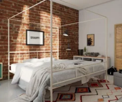 Marion White Metal King Canopy Bed -Chic Furniture Store 810538376 1