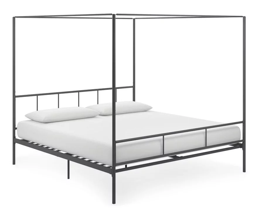 Marion Dark Gray Metal King Canopy Bed 3 Marion Dark Gray Metal King Canopy Bed