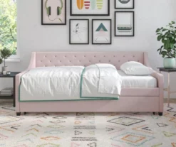 Her Majesty Light Pink Linen Daybed & Trundle 10 Her Majesty Light Pink Linen Daybed & Trundle -Chic Furniture Store 810538395 3