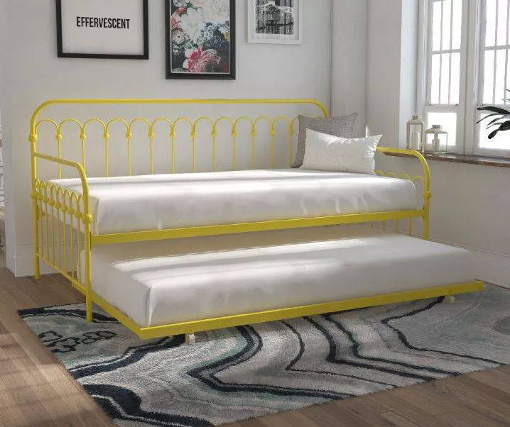 Bright Pop Yellow Metal Twin Daybed & Trundle 4 Bright Pop Yellow Metal Twin Daybed & Trundle - Image 2