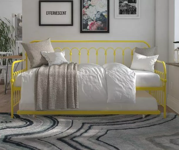 Bright Pop Yellow Metal Twin Daybed & Trundle 5 Bright Pop Yellow Metal Twin Daybed & Trundle - Image 3