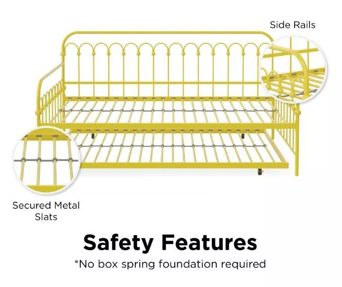 Bright Pop Yellow Metal Twin Daybed & Trundle 8 Bright Pop Yellow Metal Twin Daybed & Trundle - Image 6