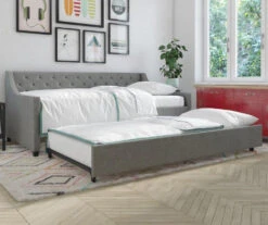 Chic Furniture Store 11 Her Majesty Gray Linen Daybed & Trundle