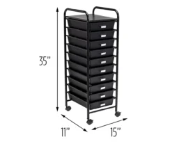 Black Metal 10-Drawer Rolling Storage Cart -Chic Furniture Store 810539916 5