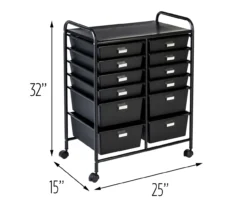 Black Metal 12-Drawer Rolling Storage Cart -Chic Furniture Store 810539917 5
