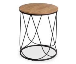 Black & Natural Round Side Table -Chic Furniture Store 810539920 3