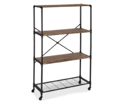 Rustic Black 4-Tier Industrial Rolling Bookshelf -Chic Furniture Store 810539937 4