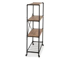 Rustic Black 4-Tier Industrial Rolling Bookshelf -Chic Furniture Store 810539937 5