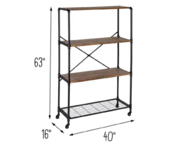 Rustic Black 4-Tier Industrial Rolling Bookshelf -Chic Furniture Store 810539937 6