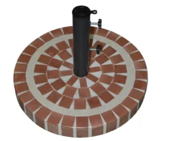 Brick Mosaic Round Cement & Ceramic Umbrella Base -Chic Furniture Store 810540716 2