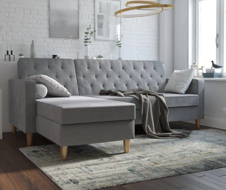 CosmoLiving Liberty Gray Chenille Sectional Storage Futon 4 CosmoLiving Liberty Gray Chenille Sectional Storage Futon - Image 2