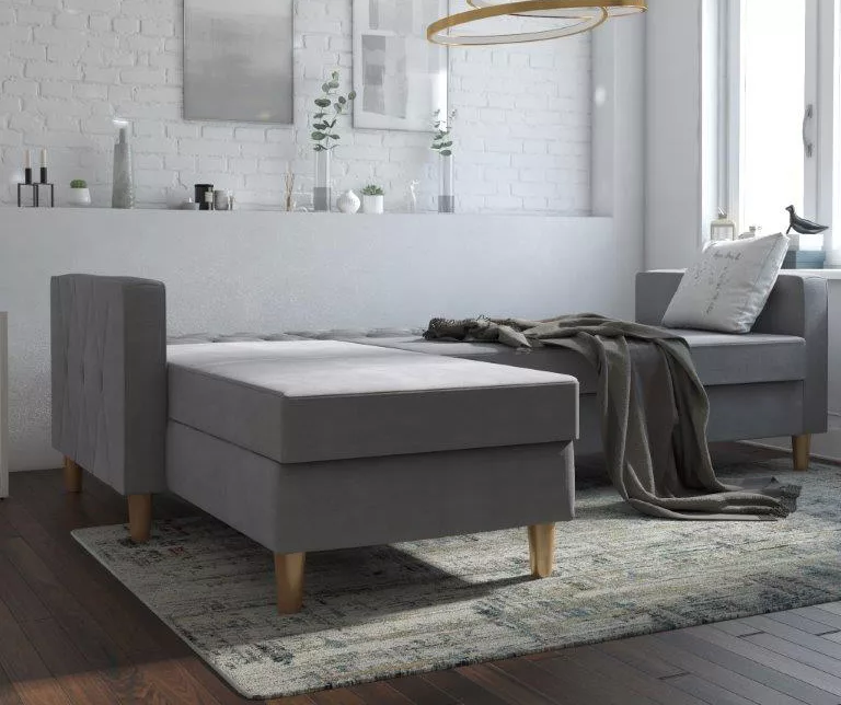 CosmoLiving Liberty Gray Chenille Sectional Storage Futon 6 CosmoLiving Liberty Gray Chenille Sectional Storage Futon - Image 4