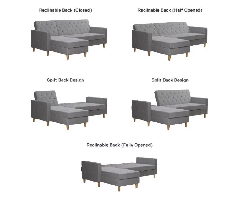 CosmoLiving Liberty Gray Chenille Sectional Storage Futon 8 CosmoLiving Liberty Gray Chenille Sectional Storage Futon - Image 6