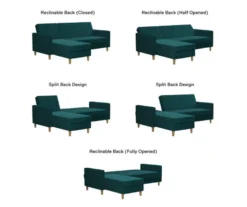 CosmoLiving Liberty Green Velvet Sectional Storage Futon -Chic Furniture Store 810541026 6
