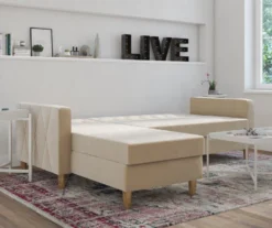 CosmoLiving Liberty Ivory Velvet Sectional Storage Futon -Chic Furniture Store 810541041 3