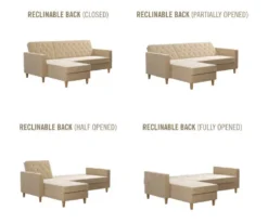 CosmoLiving Liberty Ivory Velvet Sectional Storage Futon -Chic Furniture Store 810541041 6