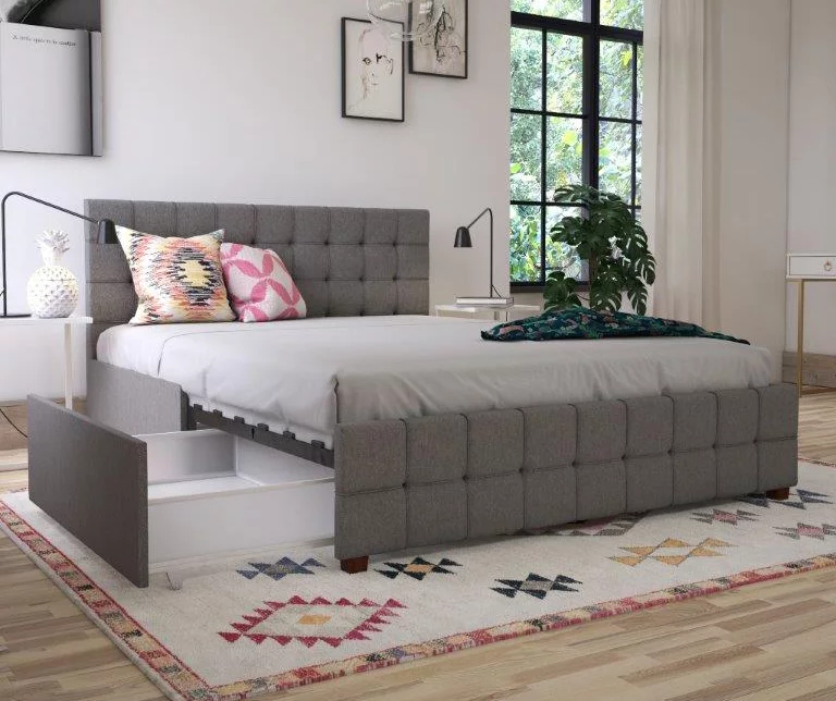 CosmoLiving Elizabeth Gray Linen Storage Bed 3 CosmoLiving Elizabeth Gray Linen Storage Bed