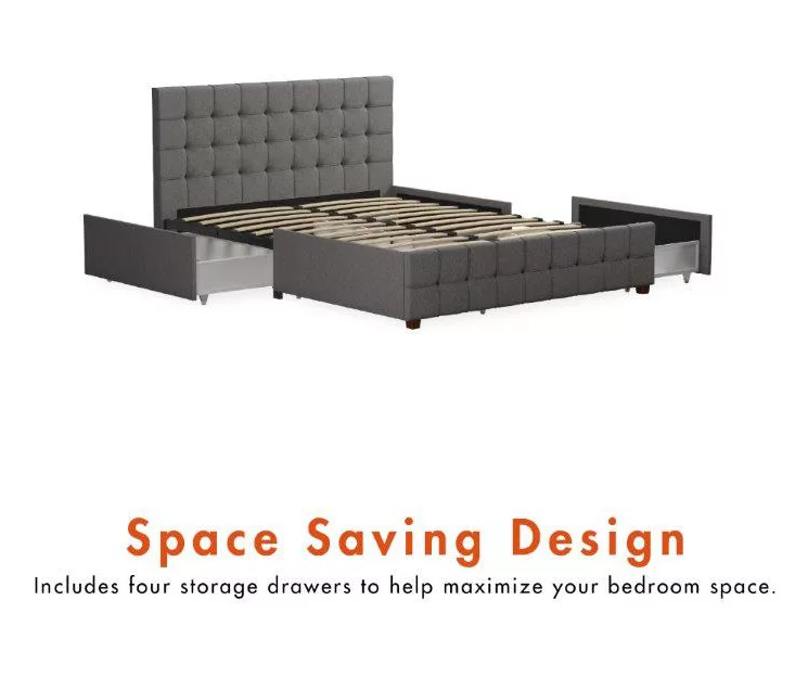 CosmoLiving Elizabeth Gray Linen Storage Bed 9 CosmoLiving Elizabeth Gray Linen Storage Bed - Image 7