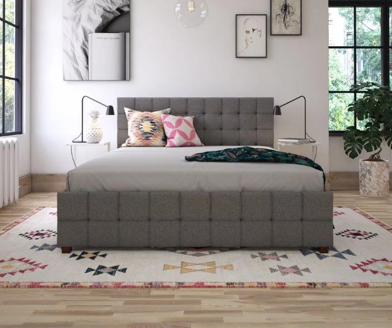 CosmoLiving Elizabeth Gray Linen Storage Bed 4 CosmoLiving Elizabeth Gray Linen Storage Bed - Image 2