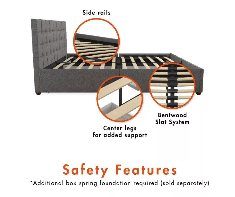 CosmoLiving Elizabeth Gray Linen Storage Bed 13 CosmoLiving Elizabeth Gray Linen Storage Bed - Image 11