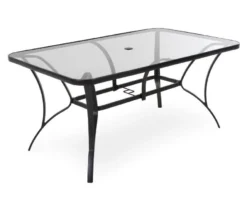 Paloma Gray Glass Top & Steel Patio Dining Table