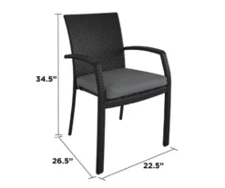 COSCO Lakewood Ranch Black Cushioned Wicker Patio Dining Chairs, 6-Pack -Chic Furniture Store 810541484 6