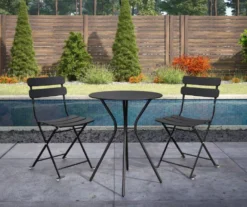 COSCO Outdoor Living Black 3-Piece Folding Bistro Patio Seating Set