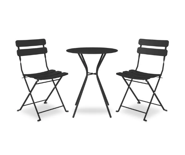 COSCO Outdoor Living Black 3-Piece Folding Bistro Patio Seating Set 4 COSCO Outdoor Living Black 3-Piece Folding Bistro Patio Seating Set - Image 2