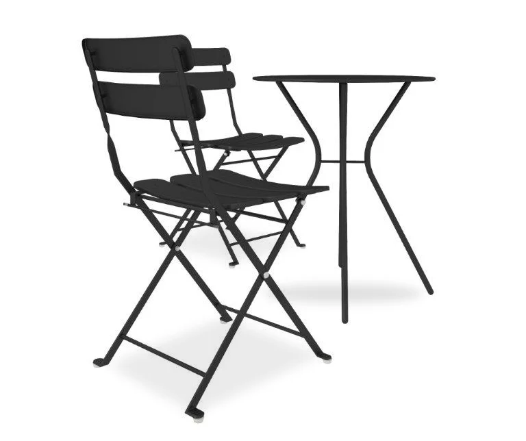 COSCO Outdoor Living Black 3-Piece Folding Bistro Patio Seating Set 7 COSCO Outdoor Living Black 3-Piece Folding Bistro Patio Seating Set - Image 5