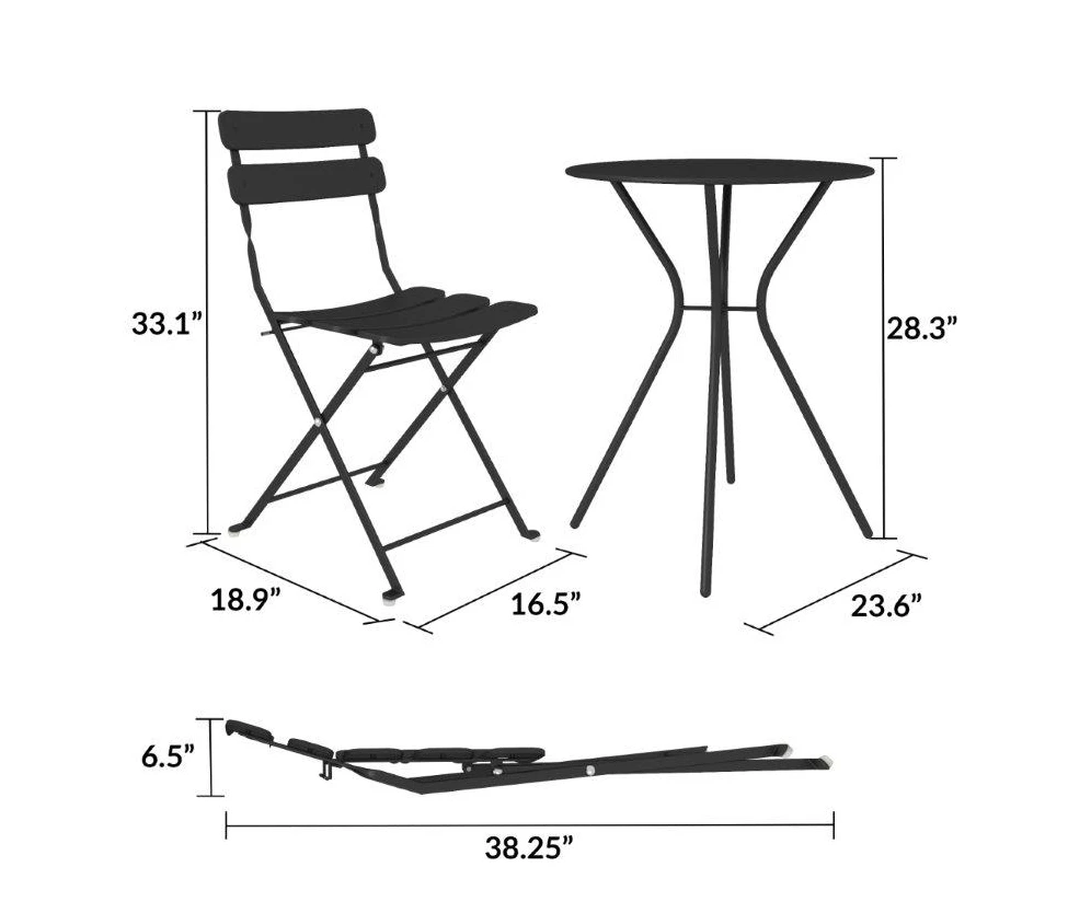 COSCO Outdoor Living Black 3-Piece Folding Bistro Patio Seating Set 8 COSCO Outdoor Living Black 3-Piece Folding Bistro Patio Seating Set - Image 6