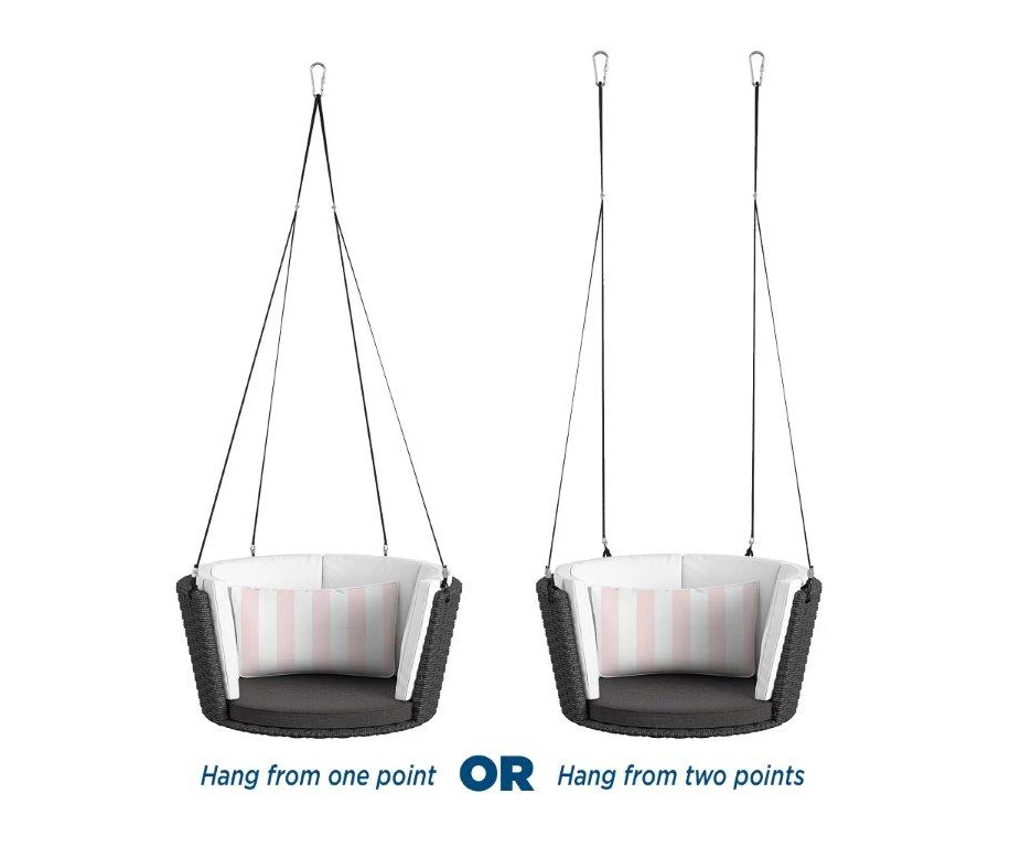 Sally Black Wicker Hanging Patio Swing 5 Sally Black Wicker Hanging Patio Swing - Image 3