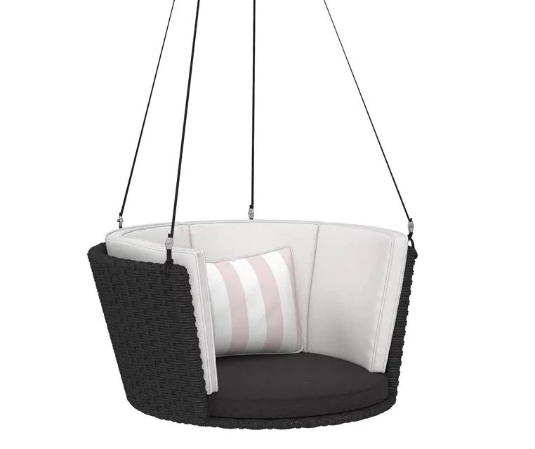 Sally Black Wicker Hanging Patio Swing 9 Sally Black Wicker Hanging Patio Swing - Image 7