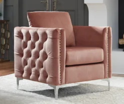 Lizmont Blush Tufted Velvet Accent Chair -Chic Furniture Store 810542292 1