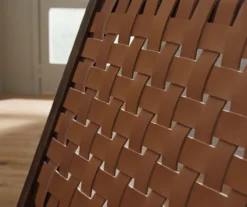 Fayme Camel Armless Leather Woven-Back Lounge Chair -Chic Furniture Store 810542301 3