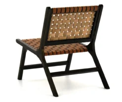 Fayme Camel Armless Leather Woven-Back Lounge Chair -Chic Furniture Store 810542301 5