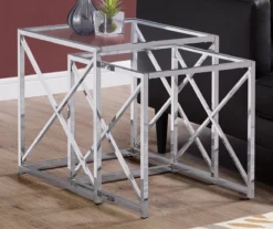 Monarch Glass & Metal 2-Piece Nesting Table Set 15 Monarch Glass & Metal 2-Piece Nesting Table Set -Chic Furniture Store 810542387 1