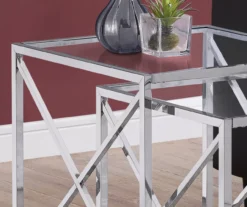 Monarch Glass & Metal 2-Piece Nesting Table Set 16 Monarch Glass & Metal 2-Piece Nesting Table Set -Chic Furniture Store 810542387 3