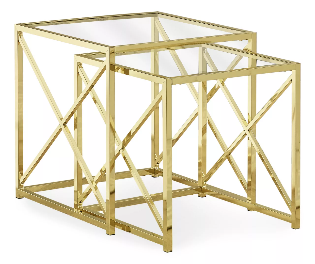 Monarch Glass & Metal 2-Piece Nesting Table Set 3 Monarch Glass & Metal 2-Piece Nesting Table Set