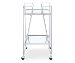 Hampton Silver 2-Shelf Rolling Steel Bar Cart -Chic Furniture Store 810543098 4