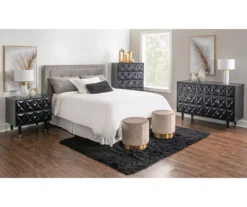 Urban Fresh Black & Gold 6-Drawer Textured Geometric Dresser -Chic Furniture Store 810543103 2