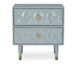 Urban Fresh Gray & Gold 2-Drawer Textured Geometric Nightstand -Chic Furniture Store 810543104 3