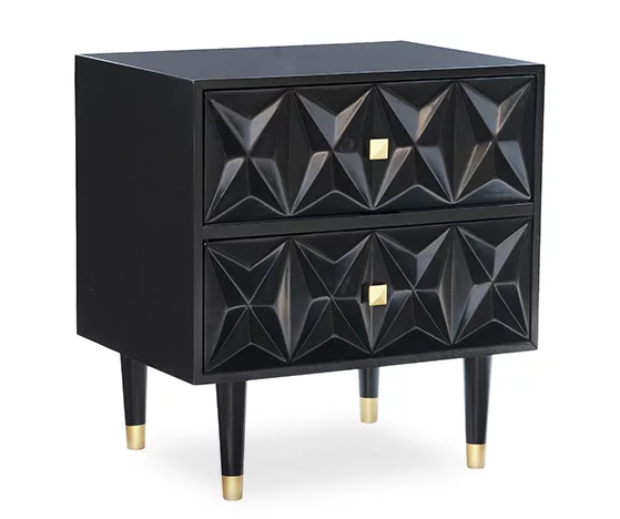 Urban Fresh Black & Gold 2-Drawer Textured Geometric Nightstand 3 Urban Fresh Black & Gold 2-Drawer Textured Geometric Nightstand
