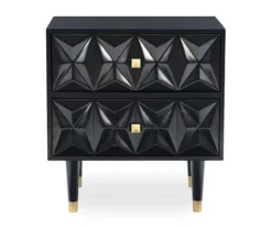 Urban Fresh Black & Gold 2-Drawer Textured Geometric Nightstand 9 Urban Fresh Black & Gold 2-Drawer Textured Geometric Nightstand -Chic Furniture Store 810543105 3