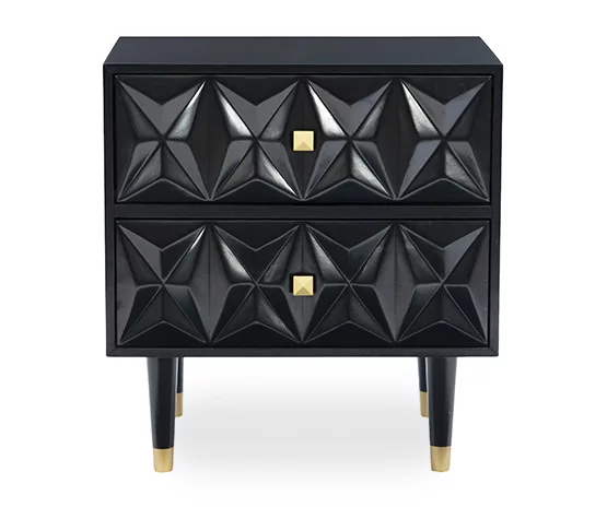 Urban Fresh Black & Gold 2-Drawer Textured Geometric Nightstand 5 Urban Fresh Black & Gold 2-Drawer Textured Geometric Nightstand - Image 3