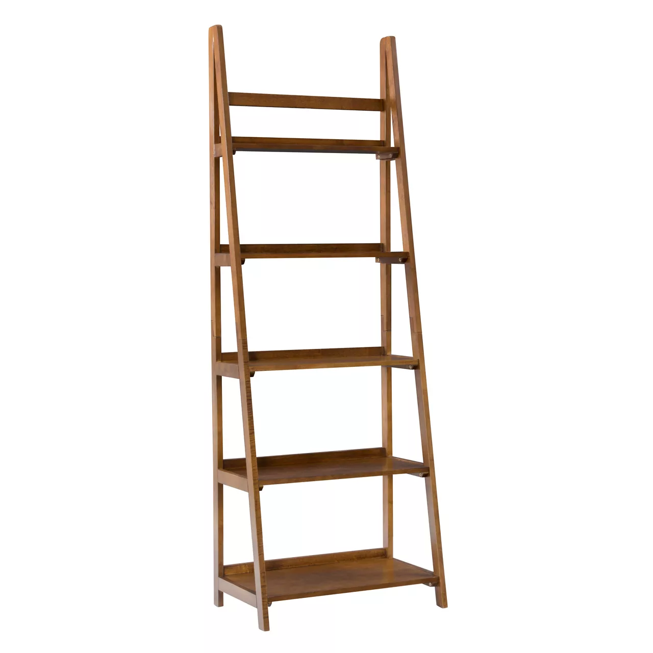 Presley Walnut 5-Shelf Ladder Bookcase 3 Presley Walnut 5-Shelf Ladder Bookcase
