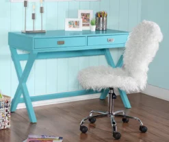 Cami Blue X-Base Campaign Style Writing Desk -Chic Furniture Store 810543182 2