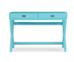 Cami Blue X-Base Campaign Style Writing Desk -Chic Furniture Store 810543182 3