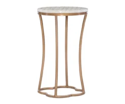 Globa Designs White & Gold Capiz Mosaic Beehive Accent Table 17 Globa Designs White & Gold Capiz Mosaic Beehive Accent Table -Chic Furniture Store 810543194 A0 1