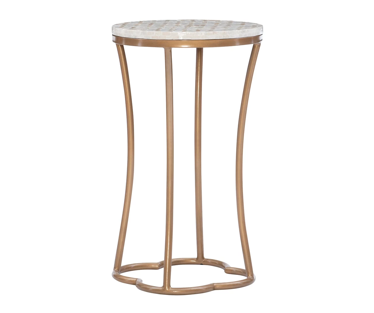 Globa Designs White & Gold Capiz Mosaic Beehive Accent Table 6 Globa Designs White & Gold Capiz Mosaic Beehive Accent Table - Image 4